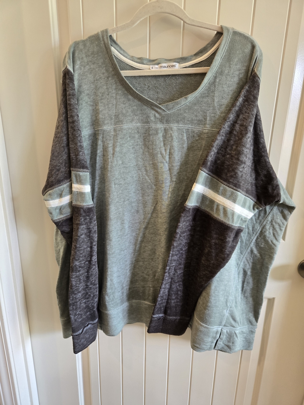 Maurices Sage Green & Charcoal V-Neck Pullover Sweatshirt Size 4x